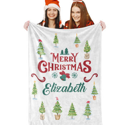 Christmas Blanket Personalized Name Blanket for Her Merry Christmas Gift-Blongser
