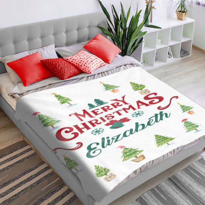Christmas Blanket Personalized Name Blanket for Her Merry Christmas Gift-Blongser