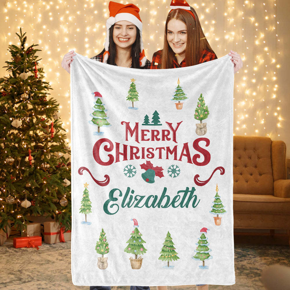 Christmas Blanket Personalized Name Blanket for Her Merry Christmas Gift-Blongser