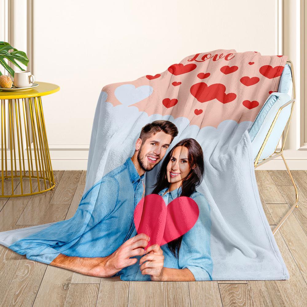 Custom Photo Couple Blanket Personalized Photo Blanket Memorial Blanket Valentines Day Gift-Blongser