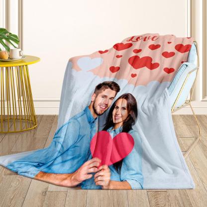 Custom Photo Couple Blanket Personalized Photo Blanket Memorial Blanket Valentines Day Gift-Blongser