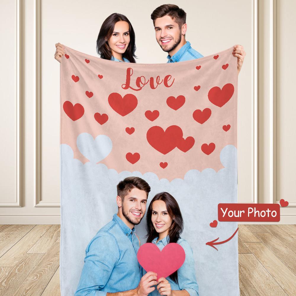 Custom Photo Couple Blanket Personalized Photo Blanket Memorial Blanket Valentines Day Gift-Blongser