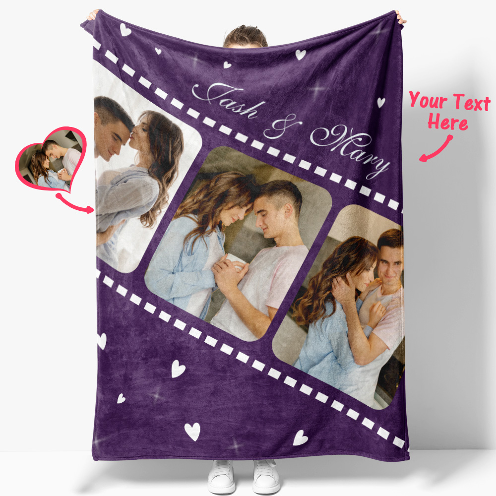 Valentine's Day Personalized Movie Film Photos and Text Blankets-Blongser
