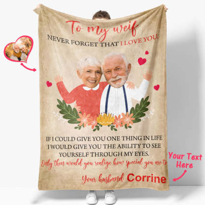 Custom Face Blanket Personalized Photos and Name Letter Blanket Best Valentine's Day Gifts for Her-Blongser