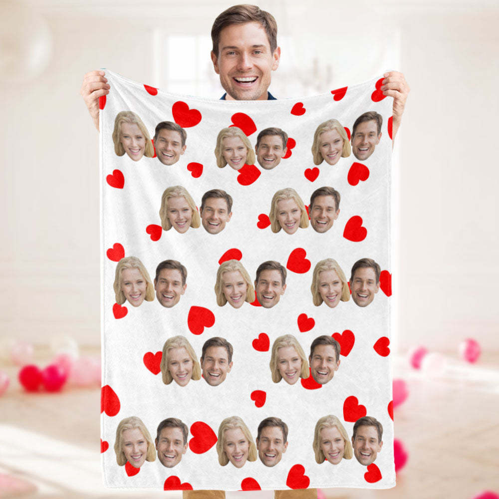 Valentine's Day Gifts Custom Photo Heart Blanket Personalized Face Blankets For Her-Blongser