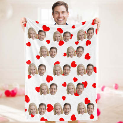 Valentine's Day Gifts Custom Photo Heart Blanket Personalized Face Blankets For Her-Blongser