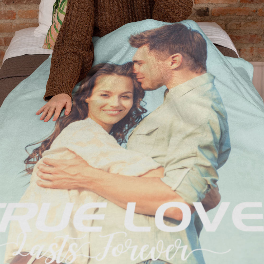 Valentine's Day Gifts Custom Photo Painted Art Portrait Blanket Personalized Photo and Text Blankets For Her-Blongser