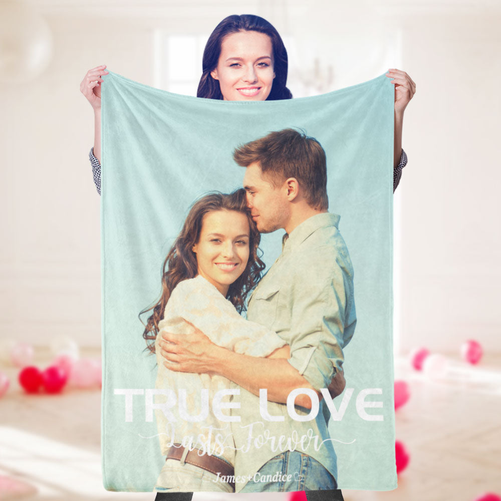 Valentine's Day Gifts Custom Photo Painted Art Portrait Blanket Personalized Photo and Text Blankets For Her-Blongser