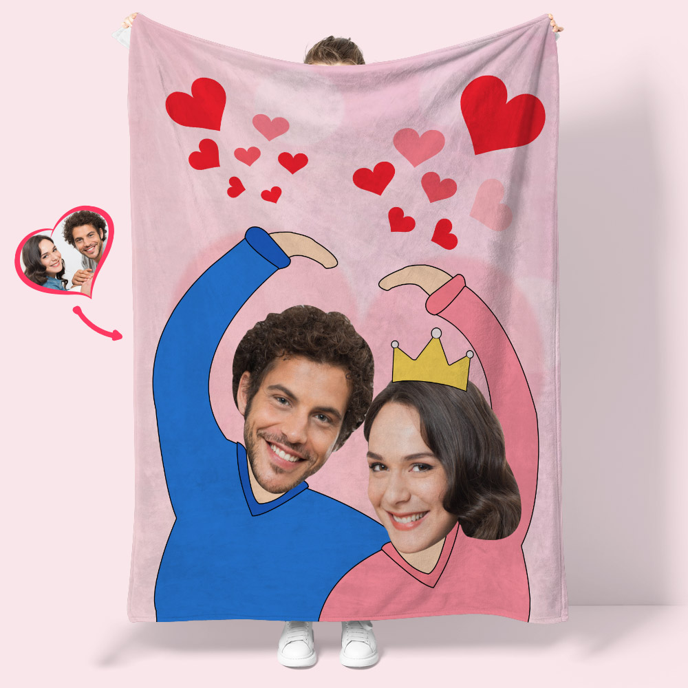 Custom Heart Couple Blanket Personalized Two Faces Blanket-Blongser