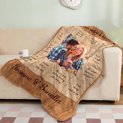 Custom Photo Blanket 12 Reasons Why I Love You Personalized Text Blanket-Blongser