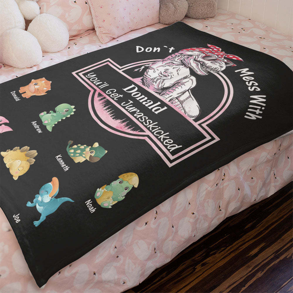 Custom Engraved Blanket Custom Dinosaurs Don't Mess With Mamasaurus Best Gift For Mother-Blongser