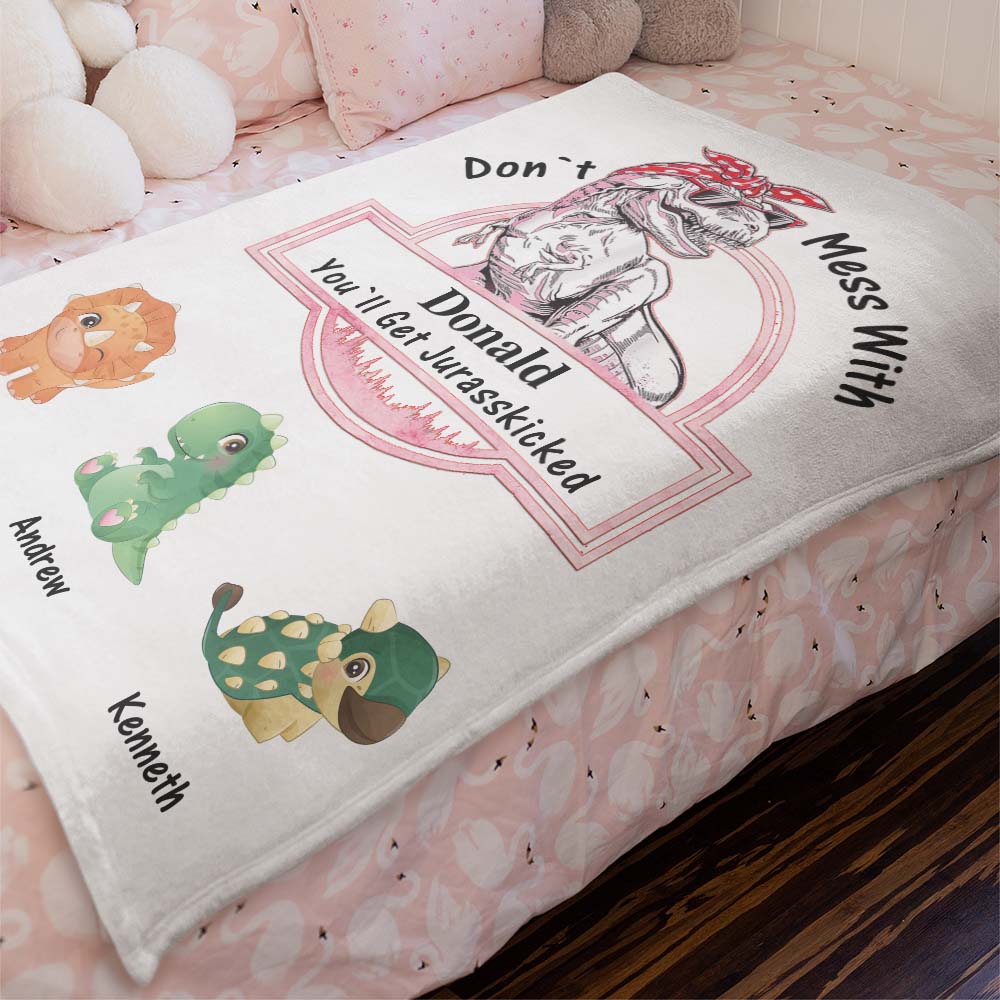 Custom Engraved Blanket Custom Dinosaurs Don't Mess With Mamasaurus Best Gift For Mother-Blongser