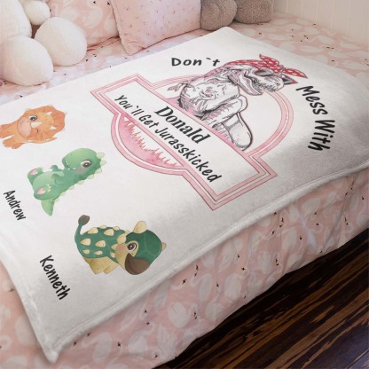 Custom Engraved Blanket Custom Dinosaurs Don't Mess With Mamasaurus Best Gift For Mother-Blongser