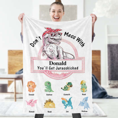 Custom Engraved Blanket Custom Dinosaurs Don't Mess With Mamasaurus Best Gift For Mother-Blongser