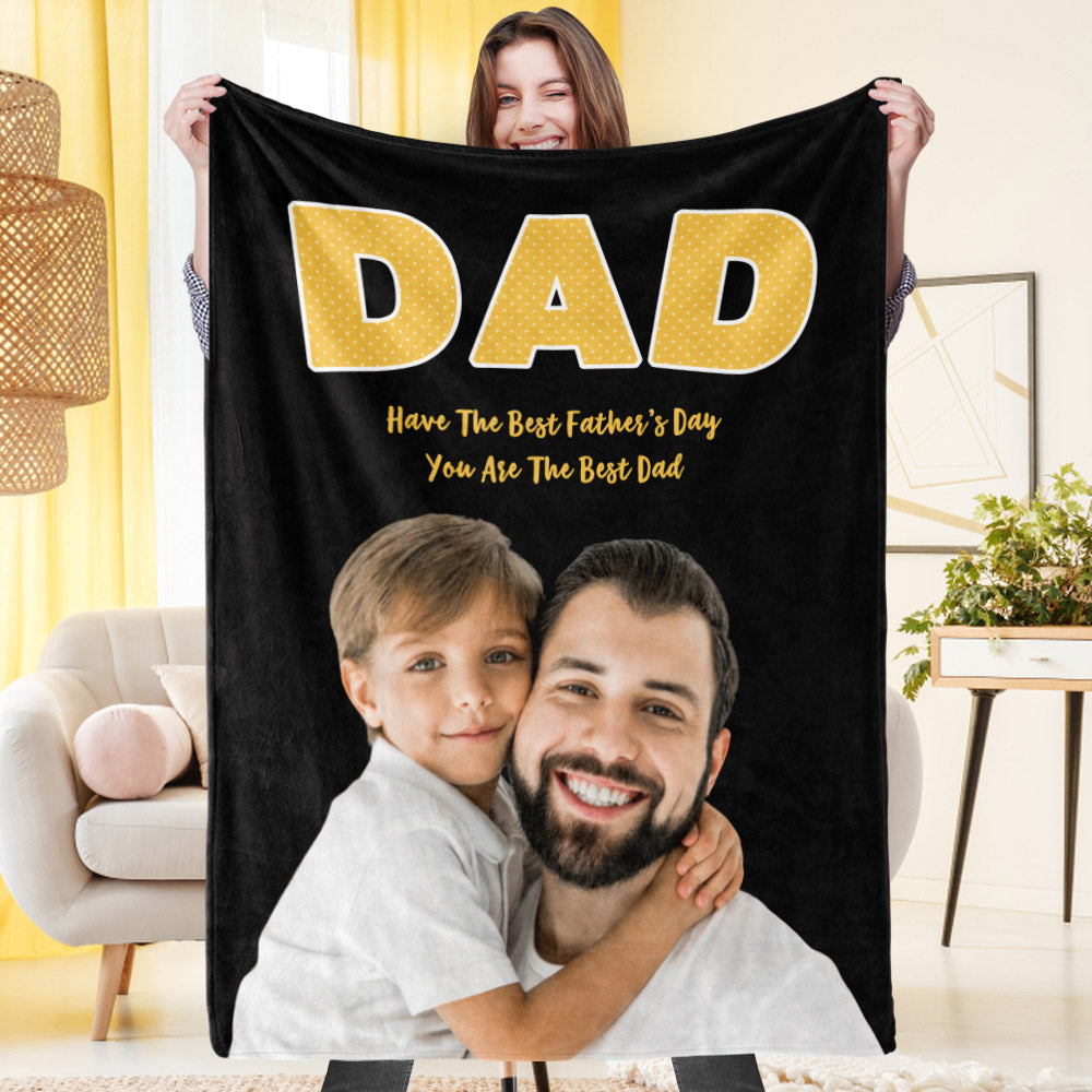 Custom Photo Blanket Portrait Photo Blanket Gifts for Dad