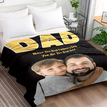 Custom Photo Blanket Portrait Photo Blanket Gifts for Dad-Blongser