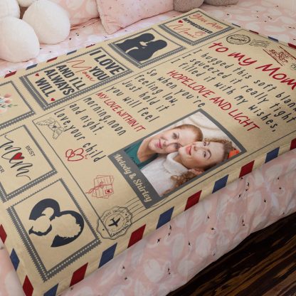Custom Letter Blanket Personalized Photo Blanket to Mom with Names-Blongser