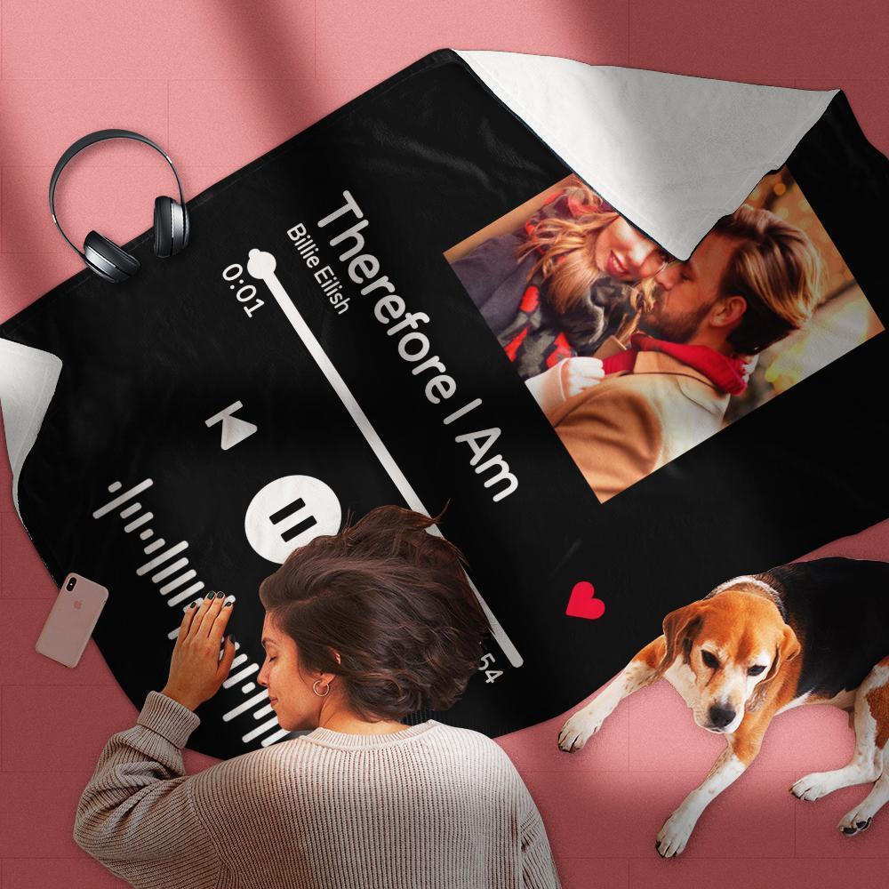 Custom Scannable Music Code Photo Fleece Blanket - 4 Colors-Blongser
