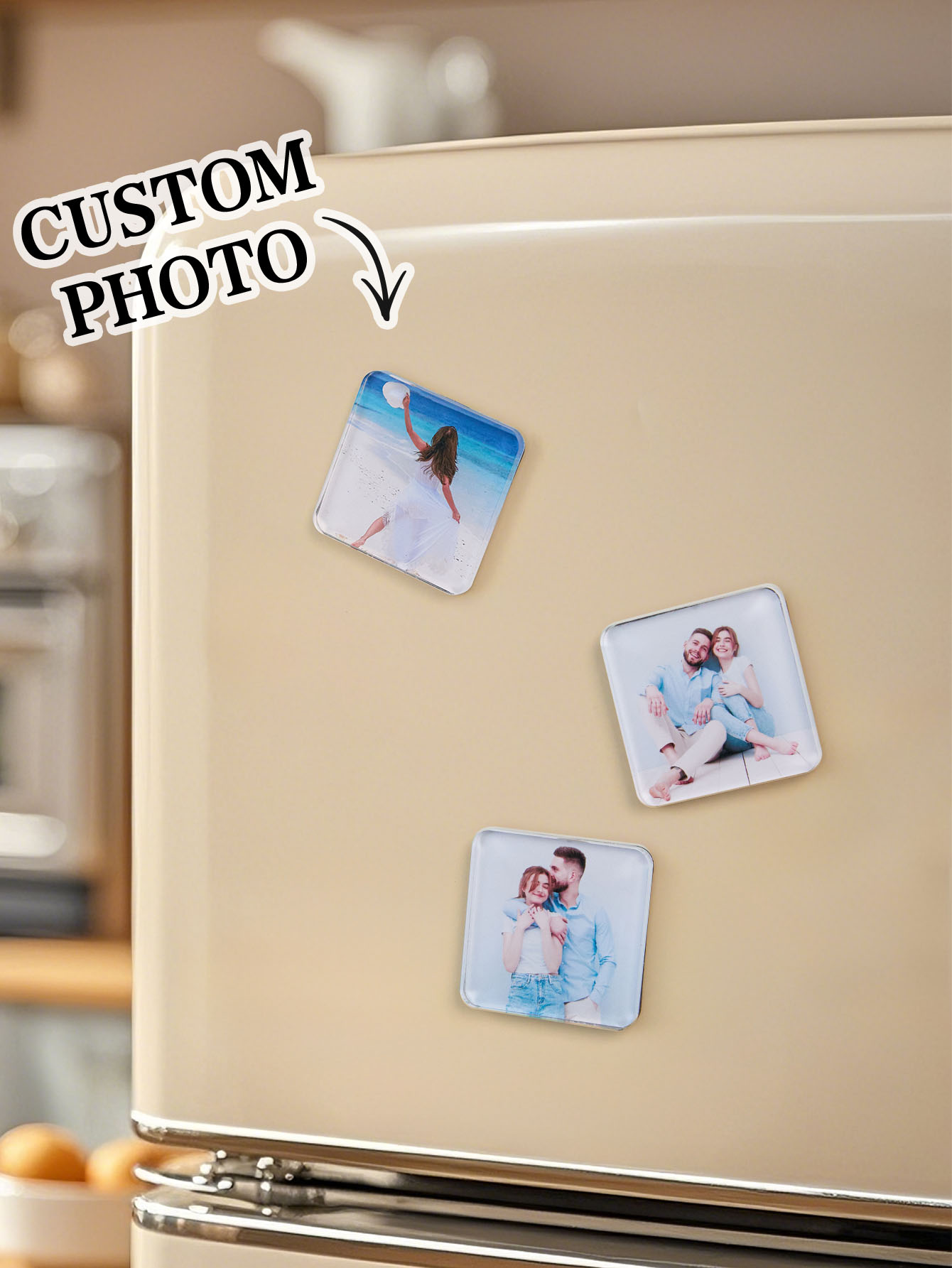 Personalized Photo Fridge Magnetic Acrylic Square Refrigerator Magnet Home Decor-Blongser
