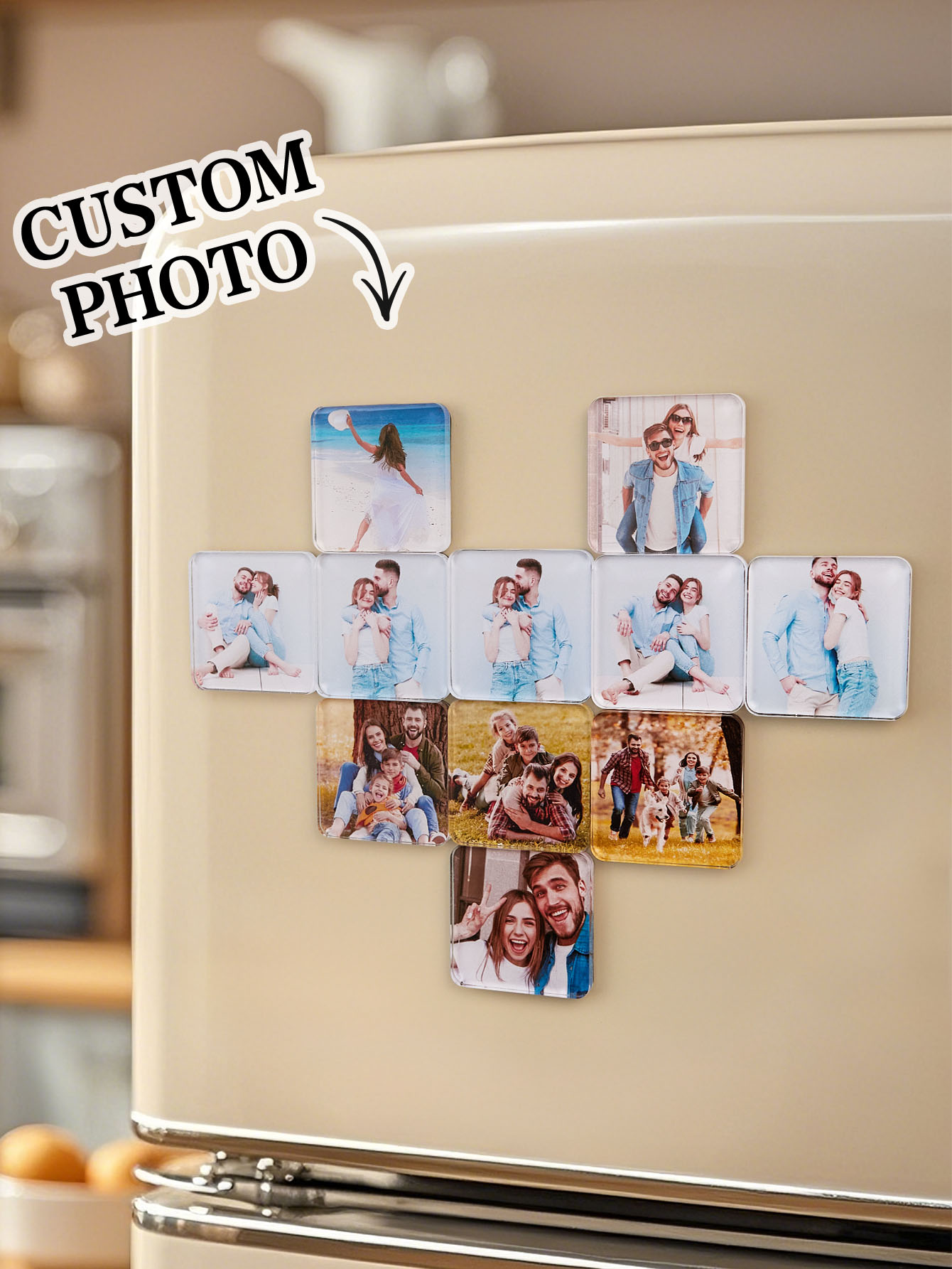 Personalized Photo Fridge Magnetic Acrylic Square Refrigerator Magnet Home Decor-Blongser