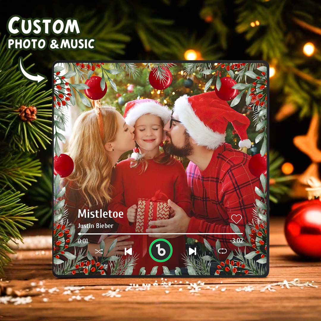 FridgeBeats Framed Personalized Family Photo Music Fridge Magnet Christmas Gifts for Family Custom Music Magnets Can Play Songs-Blongser