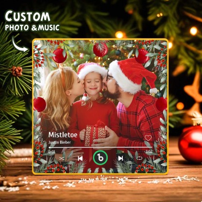 FridgeBeats Framed Personalized Family Photo Music Fridge Magnet Christmas Gifts for Family Custom Music Magnets Can Play Songs-Blongser