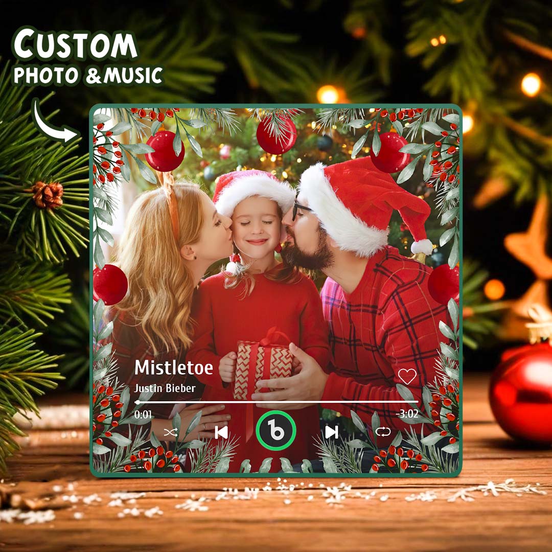 FridgeBeats Framed Personalized Family Photo Music Fridge Magnet Christmas Gifts for Family Custom Music Magnets Can Play Songs-Blongser