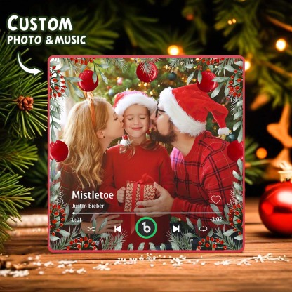 FridgeBeats Framed Personalized Family Photo Music Fridge Magnet Christmas Gifts for Family Custom Music Magnets Can Play Songs-Blongser