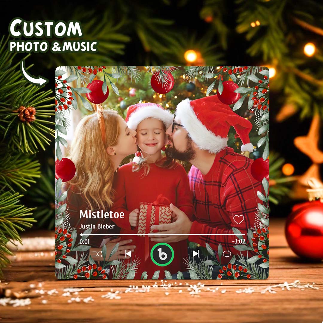 FridgeBeats Frameless Personalized Family Photo Music Fridge Magnet Christmas Gifts for Family Custom Music Magnets Can Play Songs-Blongser