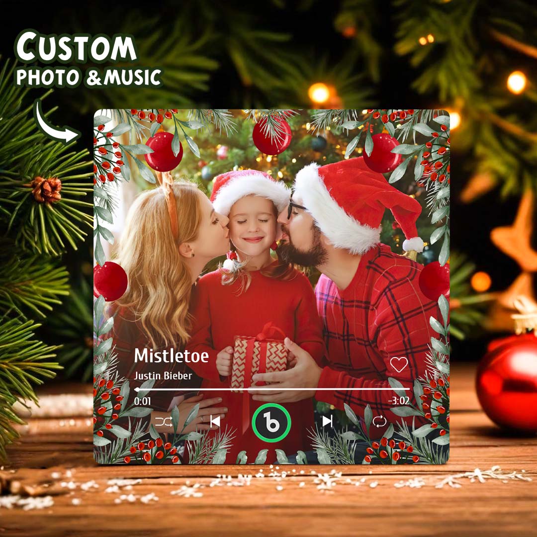 FridgeBeats Frameless Personalized Family Photo Music Fridge Magnet Christmas Gifts for Family Custom Music Magnets Can Play Songs-Blongser