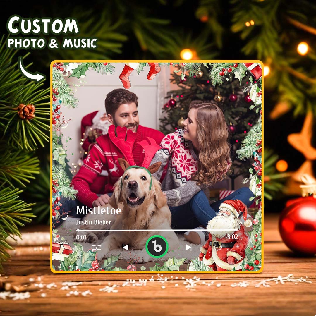 FridgeBeats Framed Custom Family Photo Music Fridge Magnet Christmas Gifts for Family Personalized Music Magnets Can Play Songs-Blongser