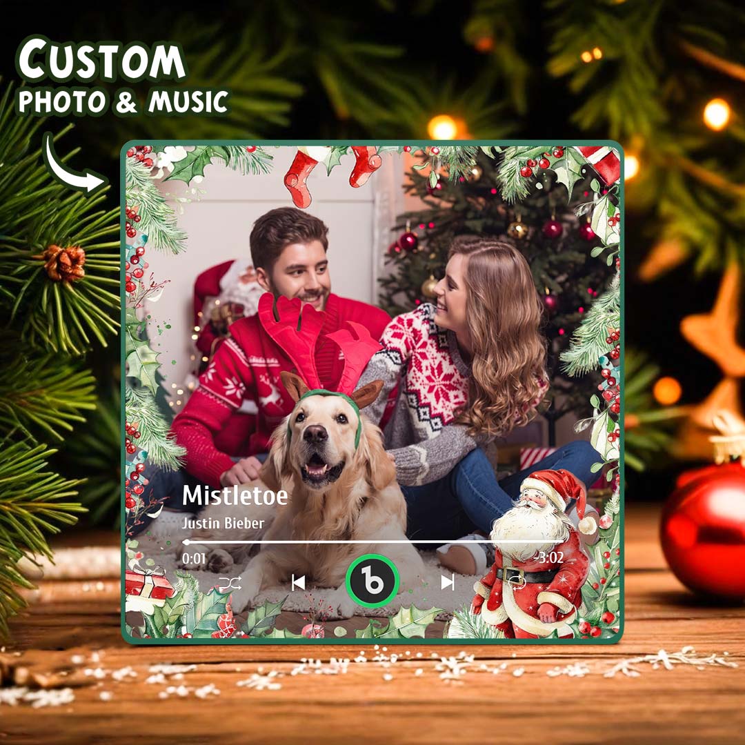 FridgeBeats Framed Custom Family Photo Music Fridge Magnet Christmas Gifts for Family Personalized Music Magnets Can Play Songs-Blongser