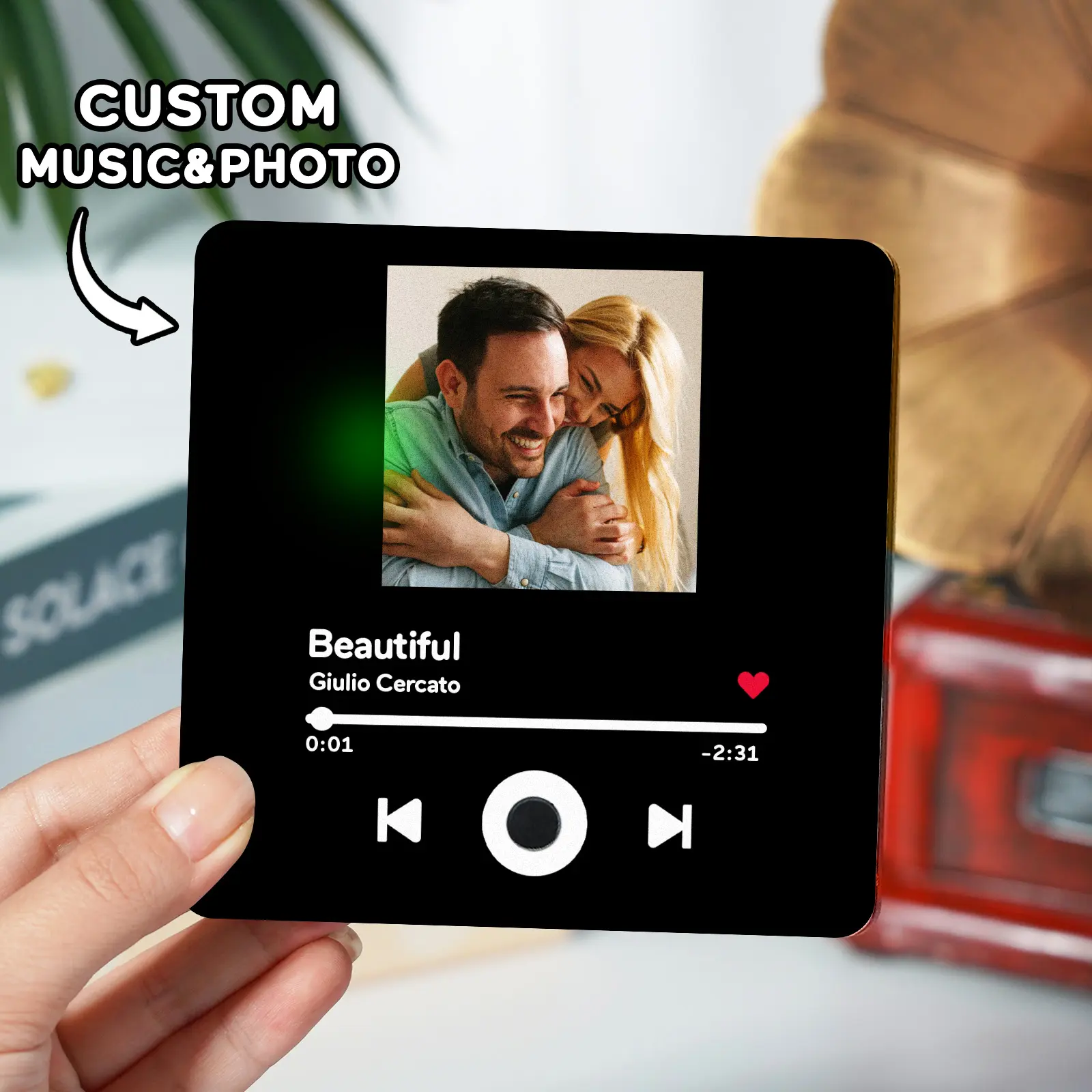 Personalized Music Fridge Magnet Custom Photo Fridge Magnet Can Play Songs Gifts for Her-Blongser