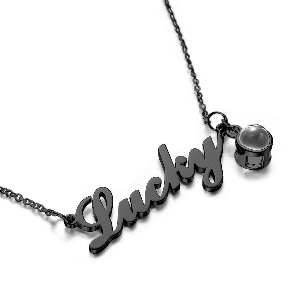 Custom Signature Lucky Name And Picture Projection Necklace Great Gift-Blongser