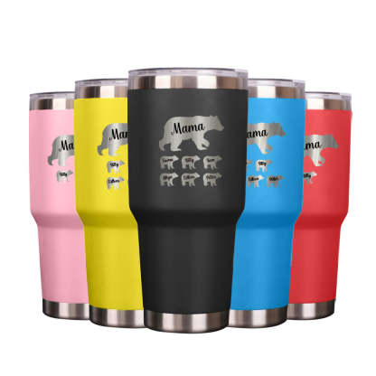 Personalized Mama Bear Tumbler Travel Mug Gift for Mother's Day Gift for Mom Grandma-Blongser