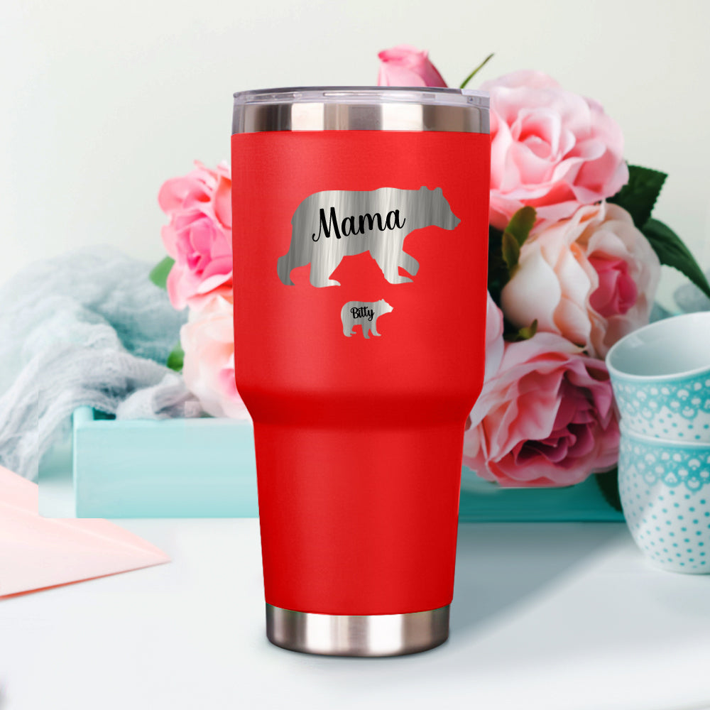 Personalized Mama Bear Tumbler Travel Mug Gift for Mother's Day Gift for Mom Grandma-Blongser