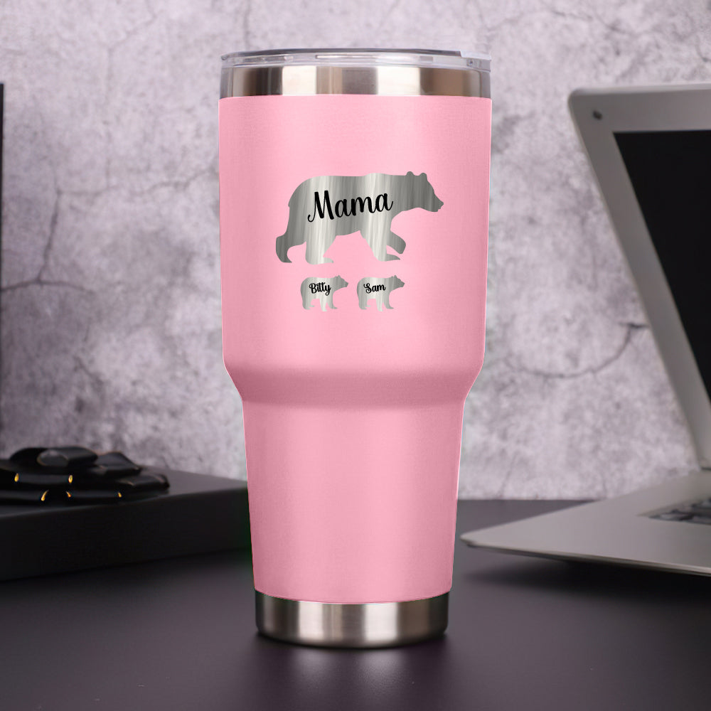 Personalized Mama Bear Tumbler Travel Mug Gift for Mother's Day Gift for Mom Grandma-Blongser