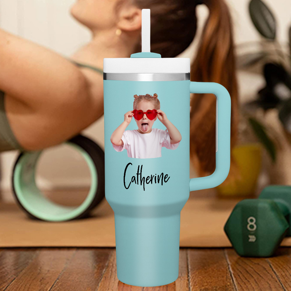Personalized Text 40oz Insulated Mug with Handle and Straw Stainless Steel Custom Travel Cup Gift for Family Friends Couples-Blongser