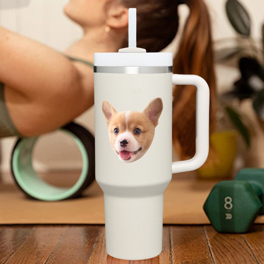 Custom Face 40oz Insulated Mug with Handle and Straw Stainless Steel Custom Travel Cup Gift for Family Friends Couples-Blongser