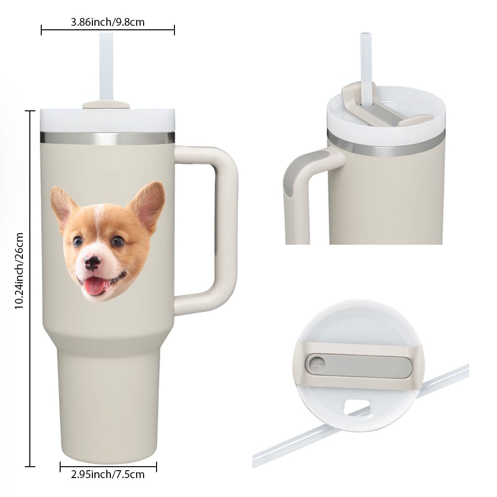 Custom Face 40oz Insulated Mug with Handle and Straw Stainless Steel Custom Travel Cup Gift for Family Friends Couples-Blongser