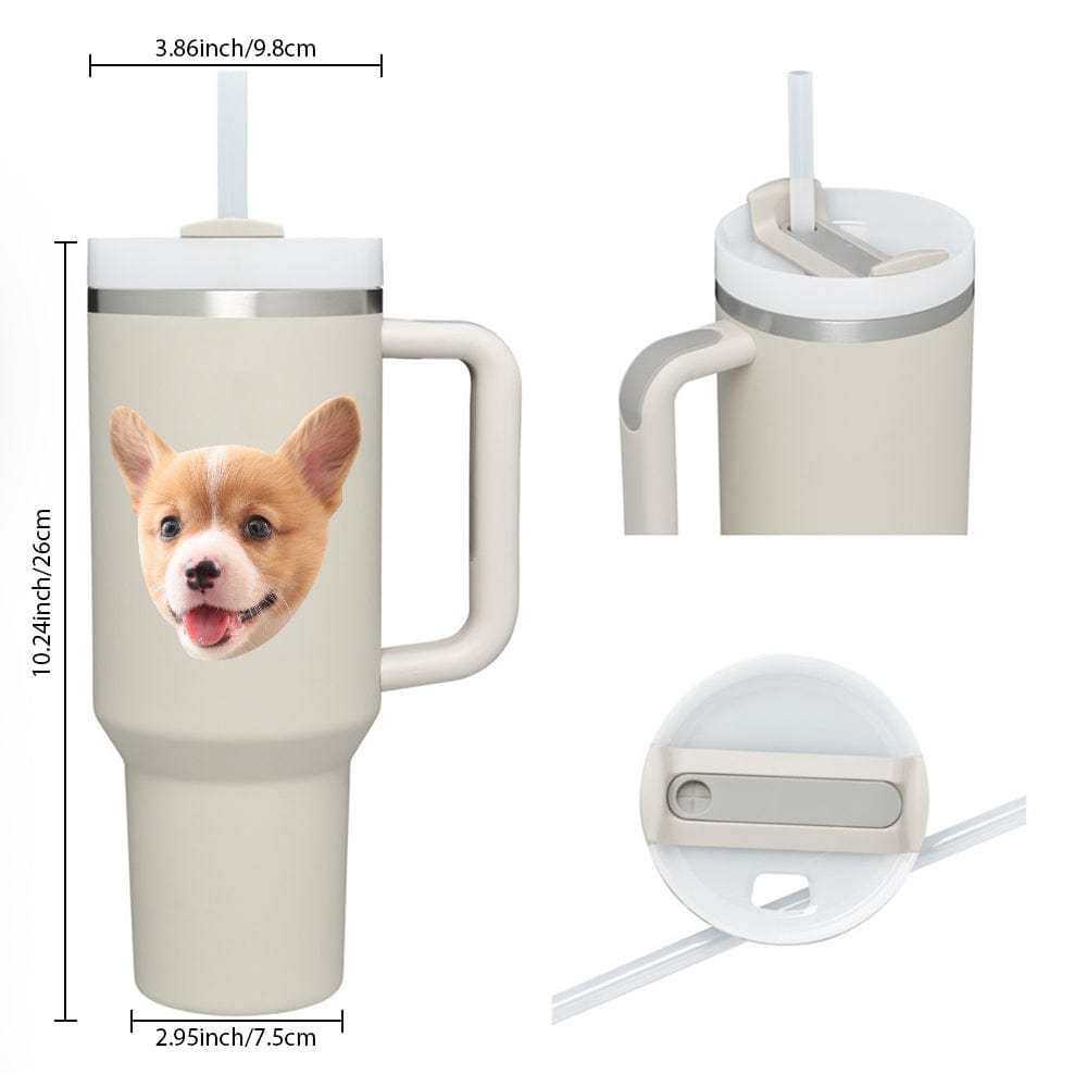 Custom Face 40oz Insulated Mug with Handle and Straw Stainless Steel Custom Travel Cup Gift for Family Friends Couples-Blongser