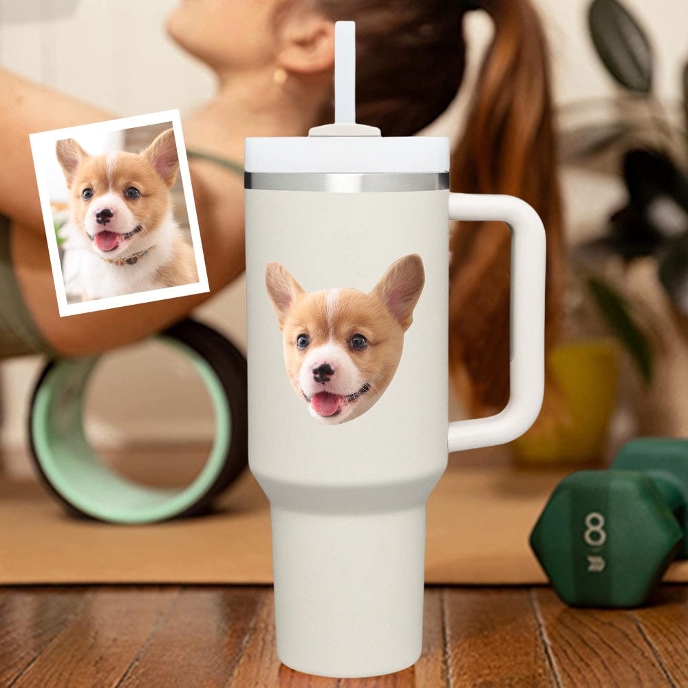 Custom Face 40oz Insulated Mug with Handle and Straw Stainless Steel Custom Travel Cup Gift for Family Friends Couples-Blongser