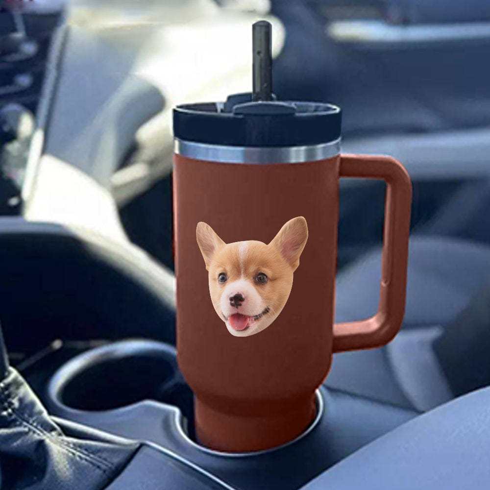 Custom Face 40oz Insulated Mug with Handle and Straw Stainless Steel Custom Travel Cup Gift for Family Friends Couples-Blongser