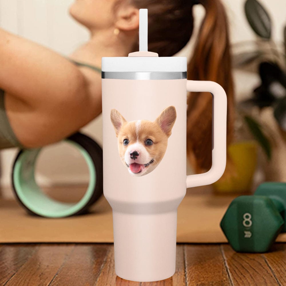 Custom Face 40oz Insulated Mug with Handle and Straw Stainless Steel Custom Travel Cup Gift for Family Friends Couples-Blongser