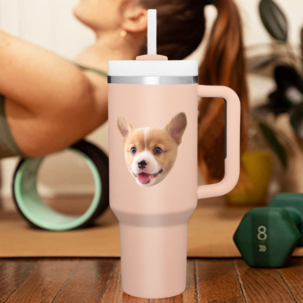Custom Face 40oz Insulated Mug with Handle and Straw Stainless Steel Custom Travel Cup Gift for Family Friends Couples-Blongser