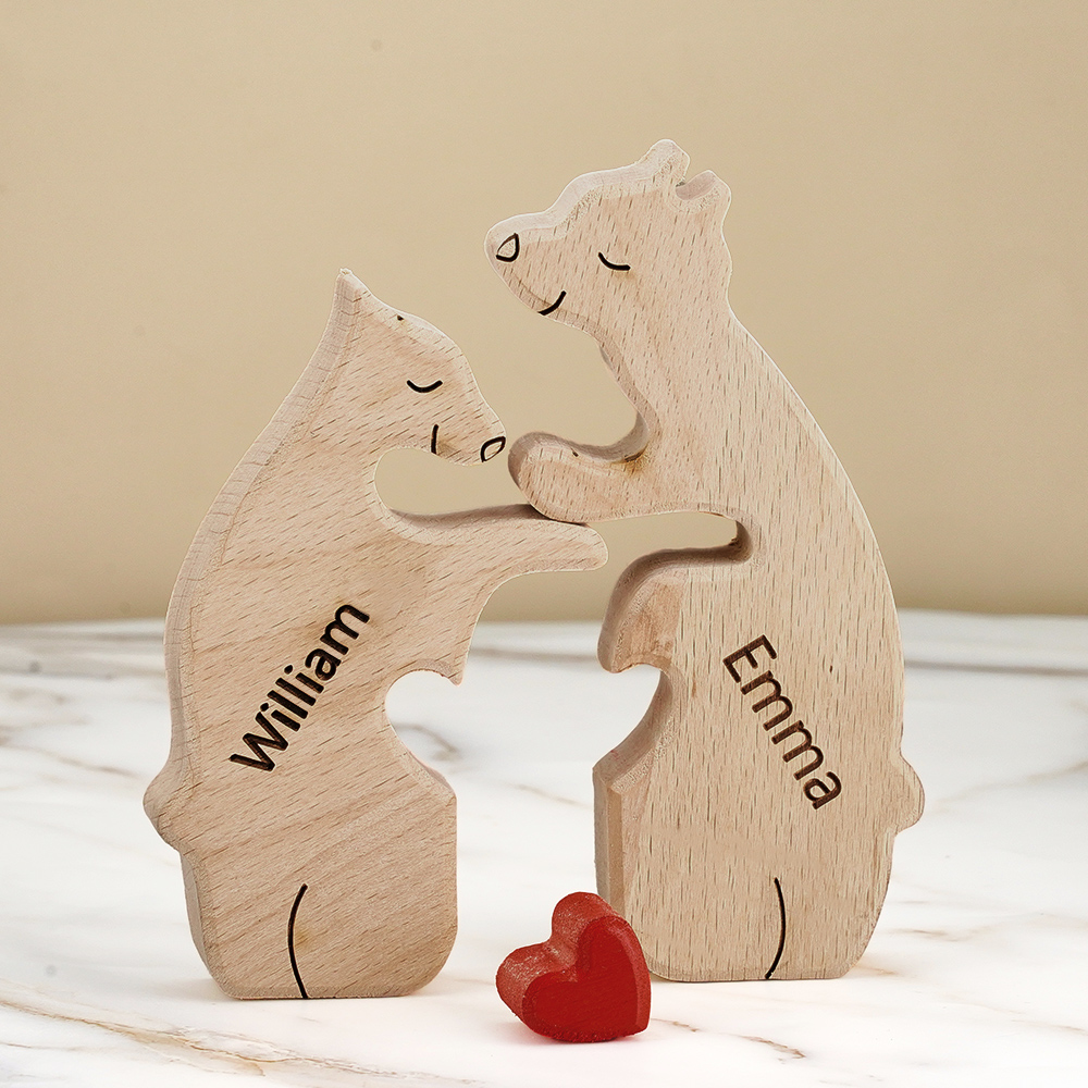 Puzzle Personalizzato Per Famiglie Con Orsi In Legno, Nomi Personalizzati, Regali Per Decorazioni Per La Casa-Blongser