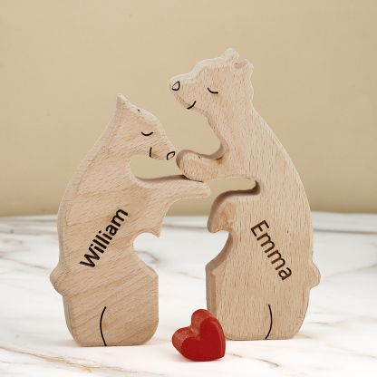 Puzzle Personalizzato Per Famiglie Con Orsi In Legno, Nomi Personalizzati, Regali Per Decorazioni Per La Casa-Blongser