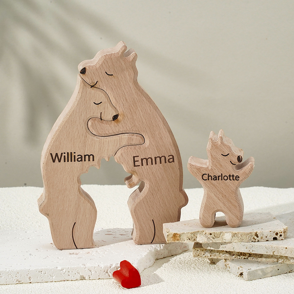 Puzzle Personalizzato Per Famiglie Con Orsi In Legno, Nomi Personalizzati, Regali Per Decorazioni Per La Casa-Blongser
