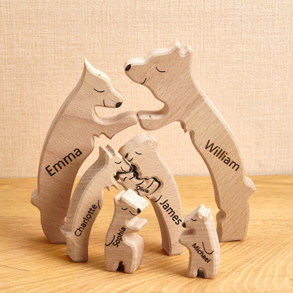 Puzzle Personalizzato Per Famiglie Con Orsi In Legno, Nomi Personalizzati, Regali Per Decorazioni Per La Casa-Blongser