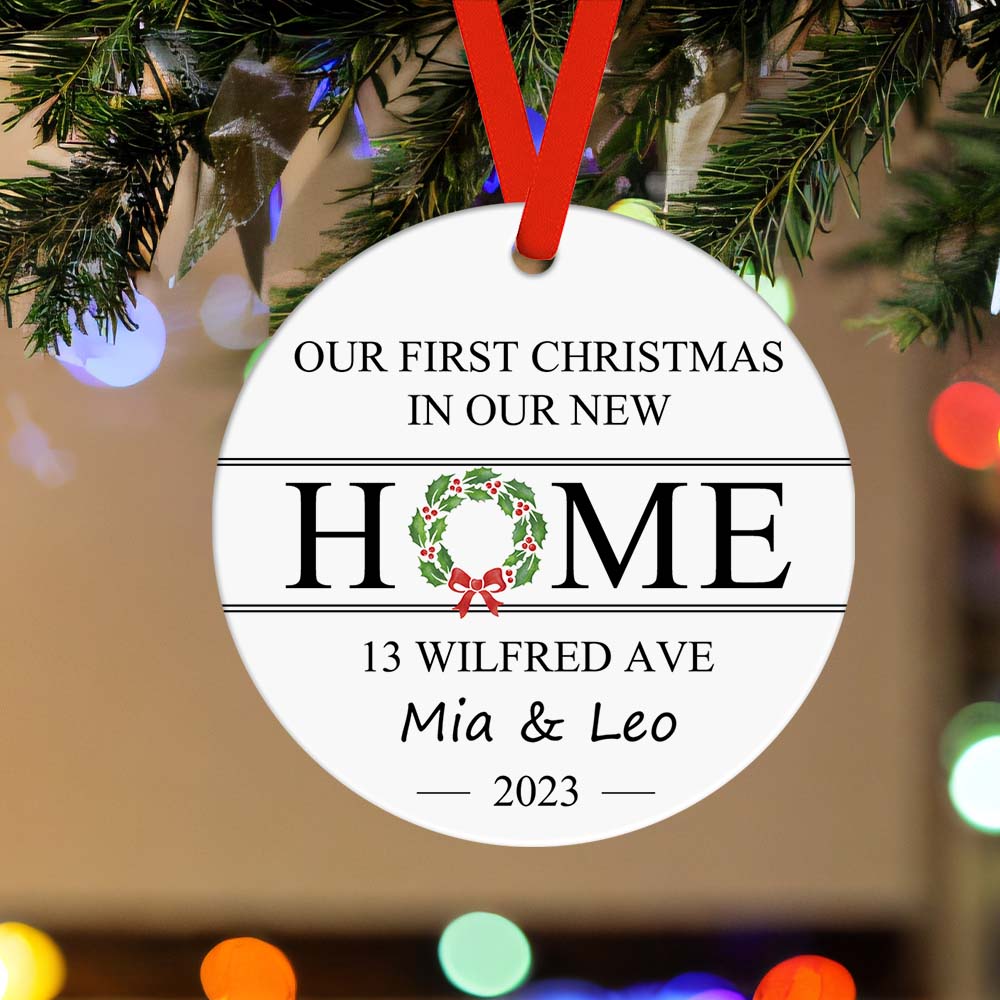 First Christmas in Our New Home Custom Name and Address Ornament 2023 Christmas Gift-Blongser